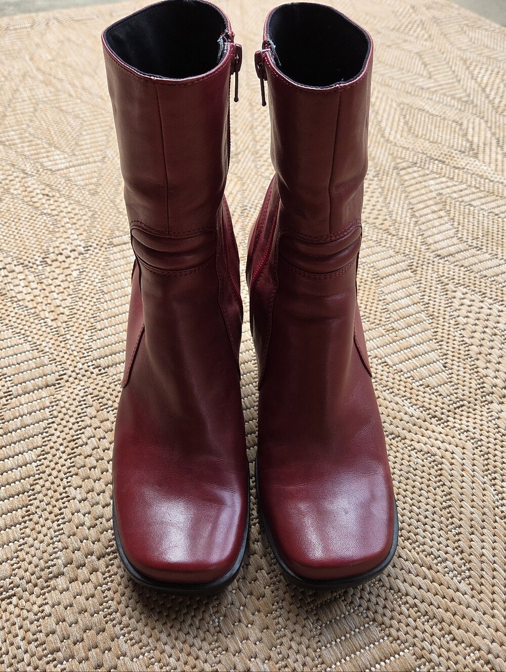 Women’s Red Leather Mid-Calf Boots - Picture 7 of 12